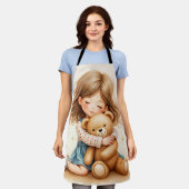 ビッグハグ – 可愛い女の子ハギングテディベア エプロン (着用した状態)