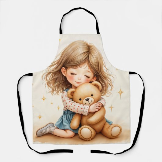 ビッグハグ – 可愛い女の子ハギングテディベア エプロン (正面)