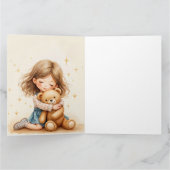 ビッグハグ – 可愛い女の子ハギングテディベア カード (内部)