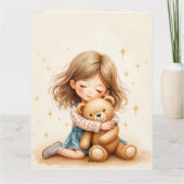 ビッグハグ – 可愛い女の子ハギングテディベア カード (裏面)