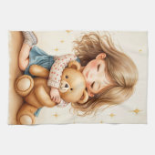ビッグハグ – 可愛い女の子ハギングテディベア キッチンタオル (横)