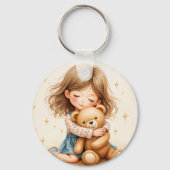 ビッグハグ – 可愛い女の子ハギングテディベア キーホルダー (正面)