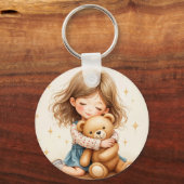 ビッグハグ – 可愛い女の子ハギングテディベア キーホルダー (正面)