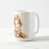 ビッグハグ – 可愛い女の子ハギングテディベア コーヒーマグカップ (正面右)