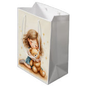 ビッグハグ – 可愛い女の子ハギングテディベア ミディアムペーパーバッグ (裏面アングル)