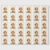 ビッグハグ – 可愛い女の子ハギングテディベア ラッピングペーパー (フラット)