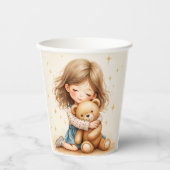 ビッグハグ – 可愛い女の子ハギングテディベア 紙コップ (正面)