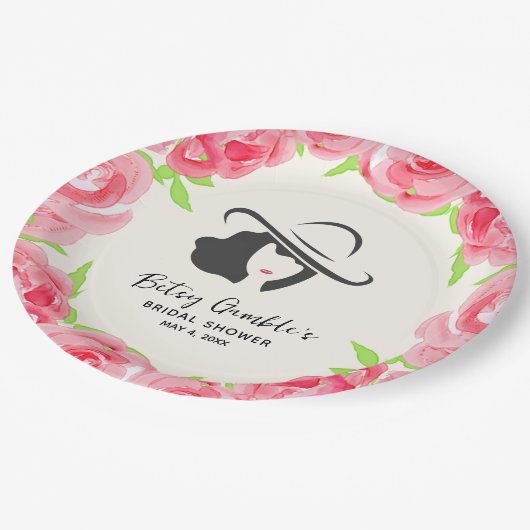 ビッグハットレディバラダービーブライダルシャワー ペーパープレート (アングル)