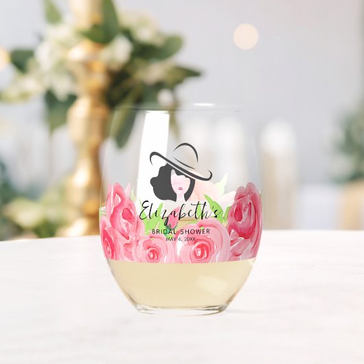ビッグハットレディバラブライダルシャワー ステムなしワイングラス (インサイチュ (ウェディング))