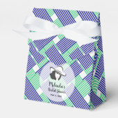 ビッグハット ブライダルシャワー ネイビーグリーン ストライプ テント フェイバーボックス (正面サイド)