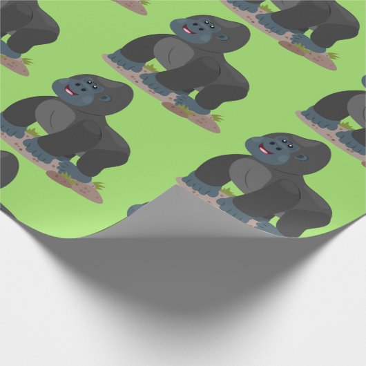 ビッグハッピーゴリラ漫画イラストレーション ラッピングペーパー (角)