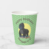 ビッグハッピーゴリラ漫画イラストレーション 紙コップ (裏面)