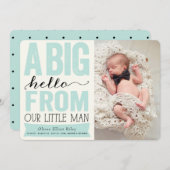 ビッグハローマイルドマンからの男の赤ちゃん写真誕生 案内状 (正面/裏面)