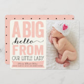 ビッグハローリトルレディーベビーガール誕生のお知らせ 案内状 (正面/裏面)