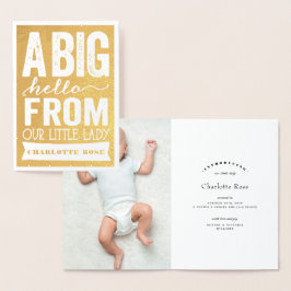 ビッグハローリトルレディーベビーガール誕生のお知らせ 箔カード
