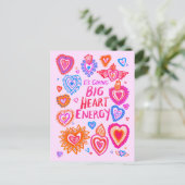 ビッグハートエネルギーバレンタインカラフル愛お洒落 ポストカード (スタンド正面)