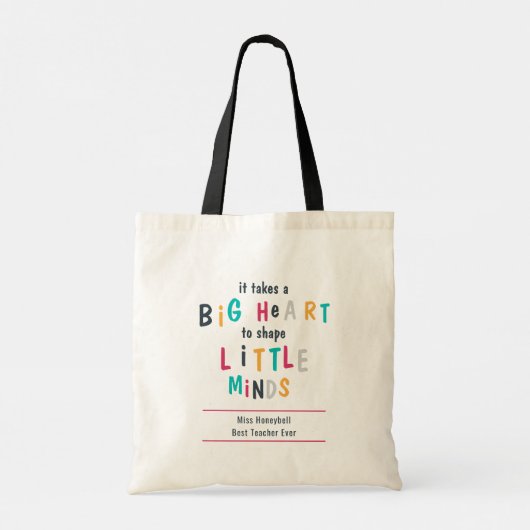 ビッグハート先生引用文かわいいカラフルタイポグラフィ トートバッグ (裏面)