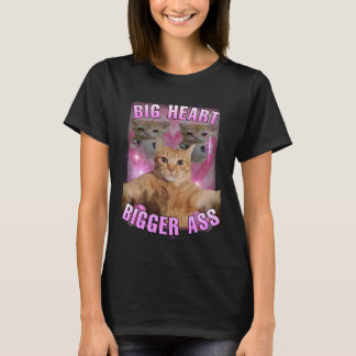 ビッグハート猫ミーム女性 Tシャツ