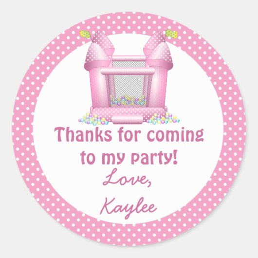 ビッグバウンスバウンスハウス誕生日サンキューステッカー ラウンドシール (正面)