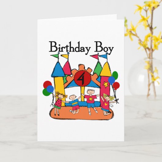 ビッグバウンスボーイ4th誕生日Tシャツとギフト カード (黄色い花)