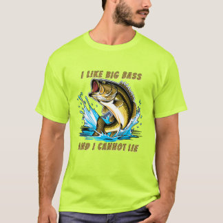 ビッグバスが大好きで嘘をつけない 楽しい釣り Tシャツ