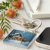 ビッグバックの雪のクリスマス訪問 キーホルダー (正面右)