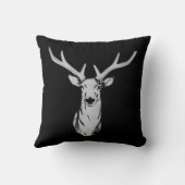 ビッグバック銀モダン鹿ブラックメンズ クッション (裏面)