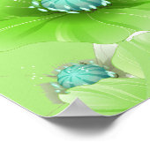 ビッグバナー誕生日かわいらしグリーンフローラホワイト ポスター (角)