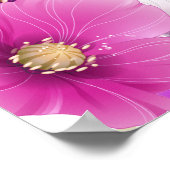 ビッグバナー誕生日かわいらしピンクフローラホワイト ポスター (角)