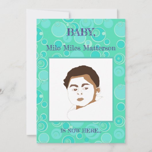 ビッグバブルバブルエースポットティール（緑がかった色）誕生 案内状 (正面)