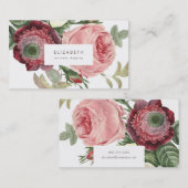 ビッグバラピンク赤フラワーズビジネスカード 名刺 (正面/裏面)