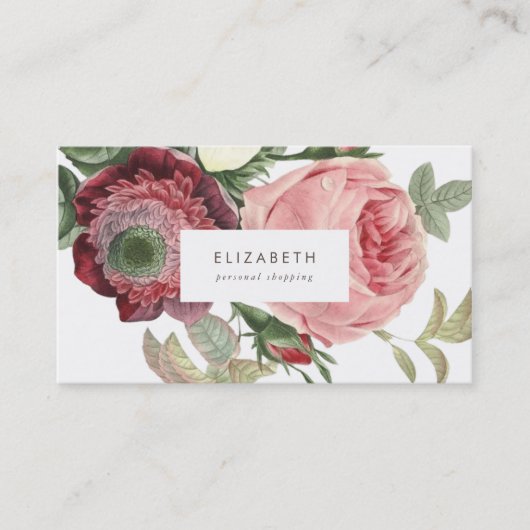 ビッグバラピンク赤フラワーズビジネスカード 名刺 (正面)