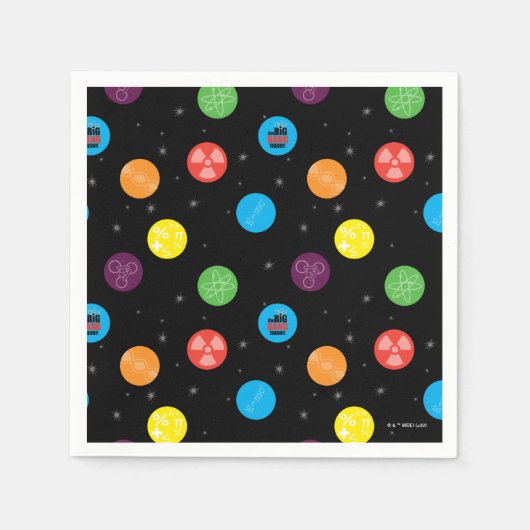 ビッグバン理論ブラックパターン スタンダードカクテルナプキン (正面)