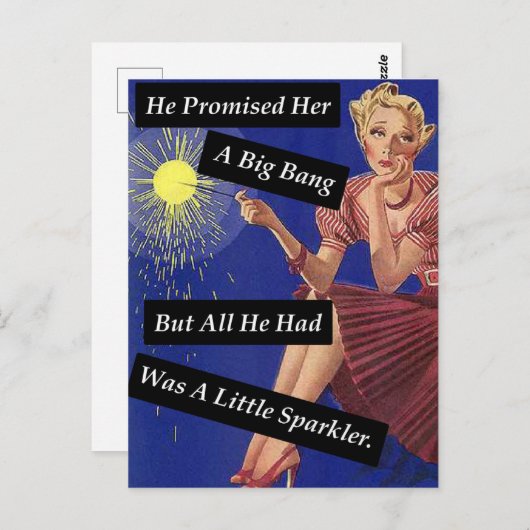 ビッグバン花火ヴィンテージルック独身のガール ポストカード (正面/裏面)