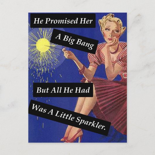ビッグバン花火ヴィンテージルック独身のガール ポストカード (正面)