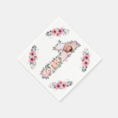 ビッグバースデーガールフォトコラージピンクフラワー スタンダードカクテルナプキン (角)