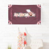 ビッグバースデーガールフォトコラージピンクフラワー 横断幕 (インサイチュ)