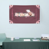 ビッグバースデーガールフォトコラージピンクフラワー 横断幕 (トレードショー)