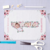 ビッグバースデーガールフォトコラージピンクフラワー 薄葉紙 (クラフト)