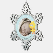 ビッグバード |ベビー初めてのクリスマス – 名前の追加 スノーフレークピューターオーナメント (右)