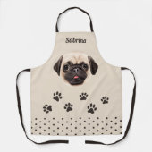 ビッグパグ顔|愛らしいかわいい犬のオールオーバープリント エプロン (正面)