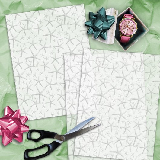 ビッグヒトデ模様オンホワイトティッシュペーパー 薄葉紙