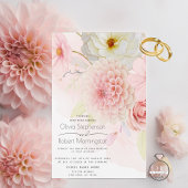 ビッグビューティフルパステルピンク結婚の花 招待状