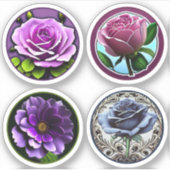 ビッグビューティフルパープルピンクブルーバラ品揃え シール (正面)