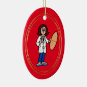 ビッグピルオーナメント付き女性医師 セラミックオーナメント (右)