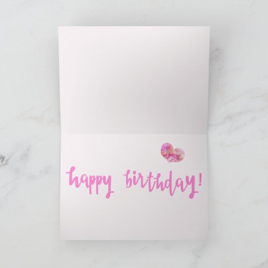 ビッグピンクきらめくハート |誕生日グリーティングカード カード (内部)