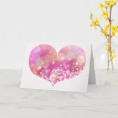 ビッグピンクきらめくハート |誕生日グリーティングカード カード (黄色い花)