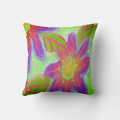 ビッグピンクの花抽象芸術アート クッション (裏面)