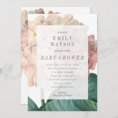 ビッグピンクグリーンフラワーベビーシャワー招待状 招待状 (正面/裏面)