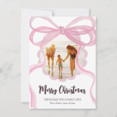 ビッグピンクコケット弓クリスマスフォトカード シーズンカード (正面)